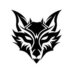 Tribal Wolf Head Tattoo Vector – Bold Black Wild Canine Symbol Design | Fierce Alpha Animal Silhouette Artwork for Shirts, Stickers, Wall Prints, Logos


