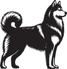 Siberian Husky Dog Vector Illustration in Black and White 