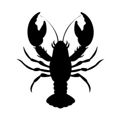 Bold Lobster Silhouette Vector Art – Black Seafood Marine Animal Tattoo Style Illustration | Ocean Crustacean Graphic for Stickers, Apparel, Logos, Decor