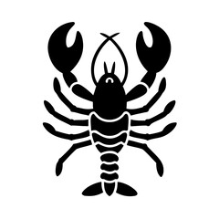 Bold Lobster Silhouette Vector Art – Black Seafood Marine Animal Tattoo Style Illustration | Ocean Crustacean Graphic for Stickers, Apparel, Logos, Decor