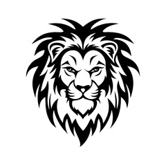 Bold Tribal Lion Head Logo Design – Fierce Black and White Vector Illustration | Majestic King of Jungle Tattoo Style Artwork for Branding, Shirts, Stickers