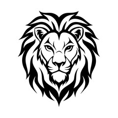 Bold Tribal Lion Head Logo Design – Fierce Black and White Vector Illustration | Majestic King of Jungle Tattoo Style Artwork for Branding, Shirts, Stickers