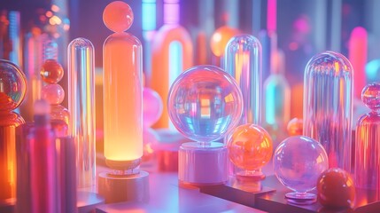 Harmonious blend of geometric shapes with vibrant color gradient display