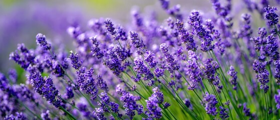 Fototapeta premium The Beautiful Lavender Flowers Swaying in a Colorful Field Under a Clear Sky