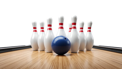 Bowling Vector Isolated on Transparent Background – Sport Game Icon with Ball and Pins