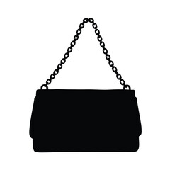 Black Shoulder Bag Silhouette Chain Strap purse handbag