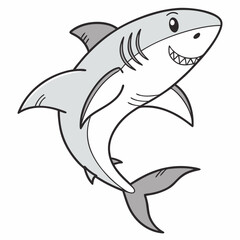 Obraz premium Whimsical depiction of an aquatic shark with charming smile and playful lines