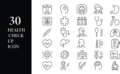 Diverse collection of health checkup icons for medical and wellness services