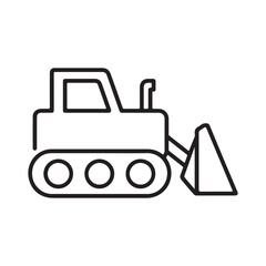 Cute cartoon bulldozer equipment illustration with construction elements
