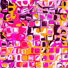 Abstract blotched random mosaic square paint splatter seamless pattern. Dense grungy mottled effect fabric texture design with tileable all over print. For speckled style wallpaper backdrop.