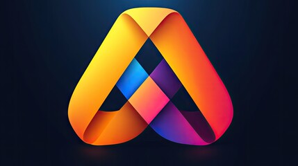 Hyper realistic 3d render Vibrant Abstract A-Shaped Logo: Gradient Colors, Modern Design, Brand Identity AI Generative