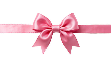 Pink Satin Ribbon Bow Isolated on Transparent Background – Decorative Gift Wrap and Craft Element