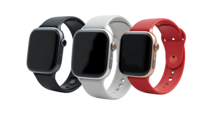 3D Smartwatches Isolated on Transparent Background – Modern Wearable Tech and Digital Accessories