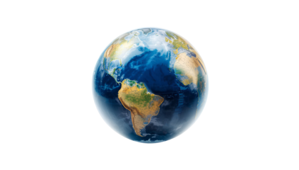 Revolving World Map Globe Isolated on Transparent Background – Educational and Geographic Concept