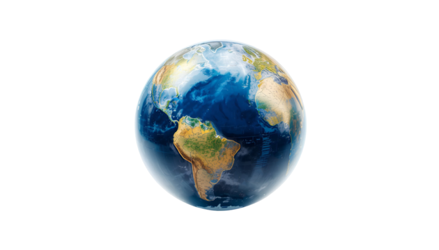 Revolving World Map Globe Isolated on Transparent Background – Educational and Geographic Concept