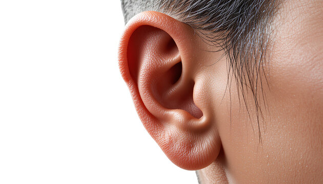 Human Ear Isolated on Transparent Background – Anatomy, Hearing, and Medical Concept