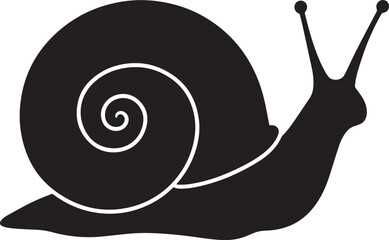 Vector art of a black silhouette of a snail isolated on white background