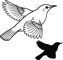 Minimalist Nightingale Artwork Vector Illustration  
