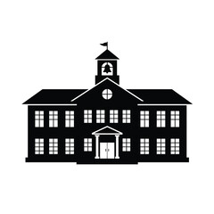 Black Silhouette Vector School Building Icon