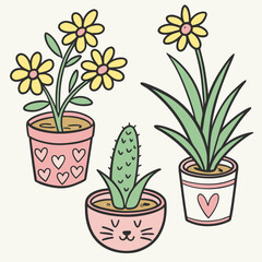Illustrative depiction of potted plants showcasing creative design elements