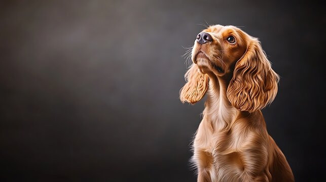 English cocker spaniel sitting calmly looking up on transparent background symbol of pet loyalty comfort domestic love