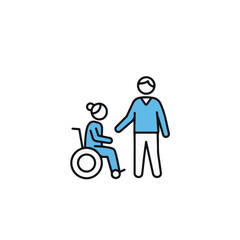 Fototapeta premium An illustration depicting a person assisting an individual in a wheelchair, highlighting support and care.