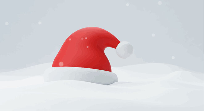 A Santa hat in a snowy scene.
