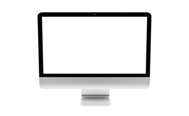 Modern computer screen isolated on transparent background. Silver color. Front view. 3d rendering