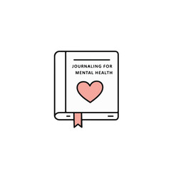 Journaling for Mental Health. A simple illustration of a journal with a heart.