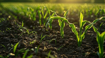 close up of a agriculturre scenery, green fields