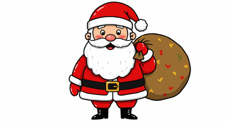 Santa Claus bearing a bag full of gifts.