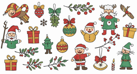 Fototapeta premium Whimsical Christmas ornament illustration for festive designs.