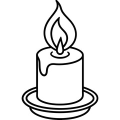 Minimal Candle Flame Line Art