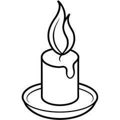 Minimal Candle Flame Line Art