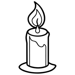 Minimal Candle Flame Line Art