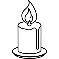 Minimal Candle Flame Line Art