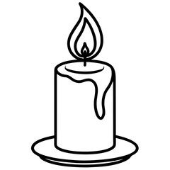Minimal Candle Flame Line Art