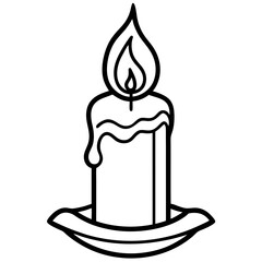 Minimal Candle Flame Line Art