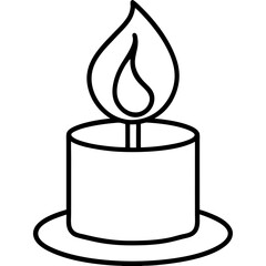 Minimal Candle Flame Line Art