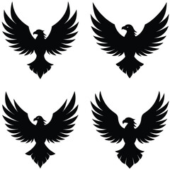 "Flying Eagle Silhouette Vector Set – Bold Bird of Prey Icons in Flight"


