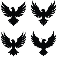 "Flying Eagle Silhouette Vector Set – Bold Bird of Prey Icons in Flight"

