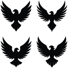 "Flying Eagle Silhouette Vector Set – Bold Bird of Prey Icons in Flight"

