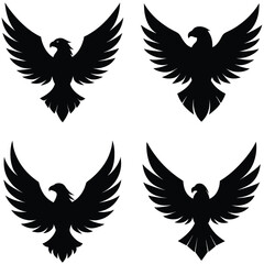"Flying Eagle Silhouette Vector Set – Bold Bird of Prey Icons in Flight"

