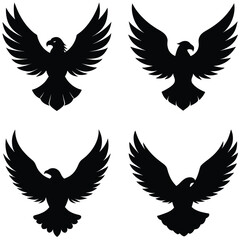 "Flying Eagle Silhouette Vector Set – Bold Bird of Prey Icons in Flight"

