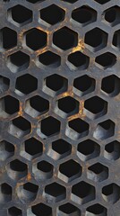 Rusty Hexagonal Metal Grid Pattern