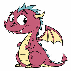 Obraz premium Whimsical cartoon dragon with friendly expression, playful fantasy illustration