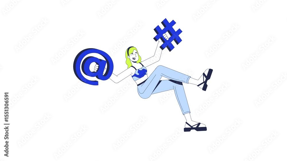 Poster happy learning programming 2d animation. it school course. coder girl. social media. woman holding a