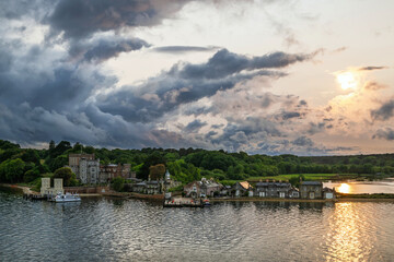 Obraz premium Sunset over Brownsea Castle, Brownsea Island, Poole, Dorset, England