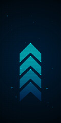 Glowing blue bar chart with rising columns, symbolizing data growth and financial progress. vector illustration