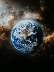 Naklejka premium Planet earth rotating in space with north america visible
